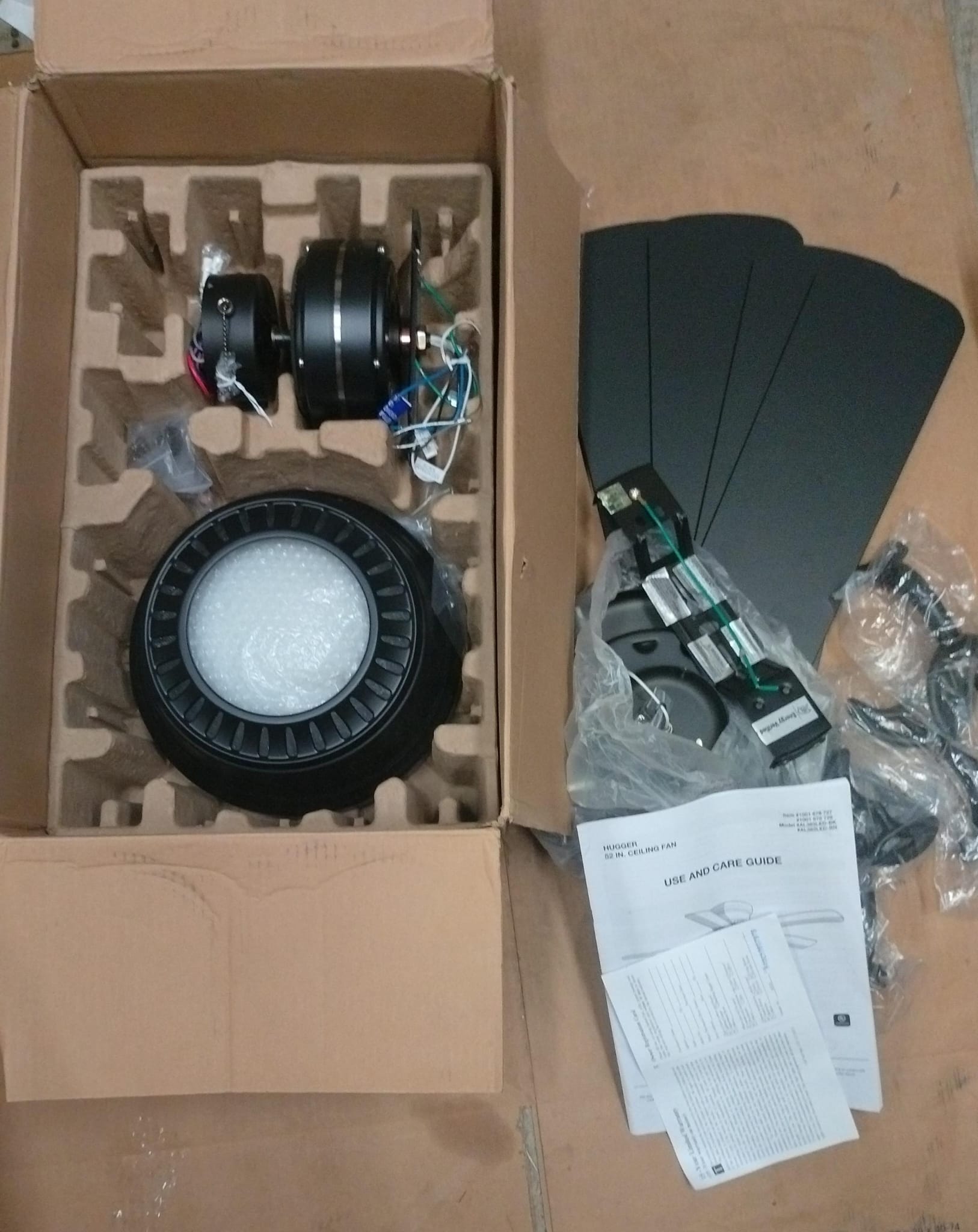 Hdg indoor ceiling fan in matte black finish with LED light kit