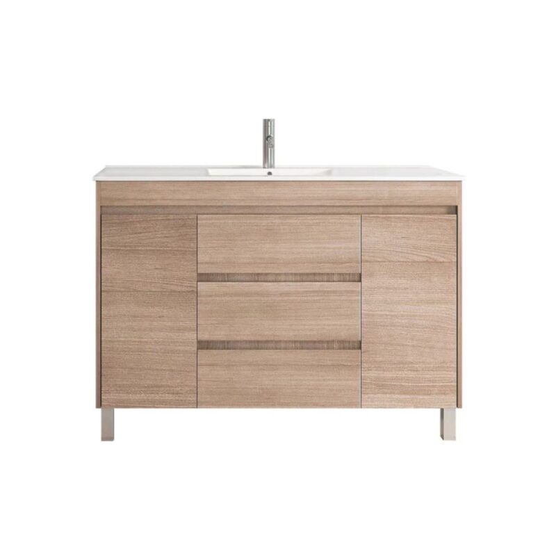 JADE bathroom vanity in light oak finish in a stylish setting