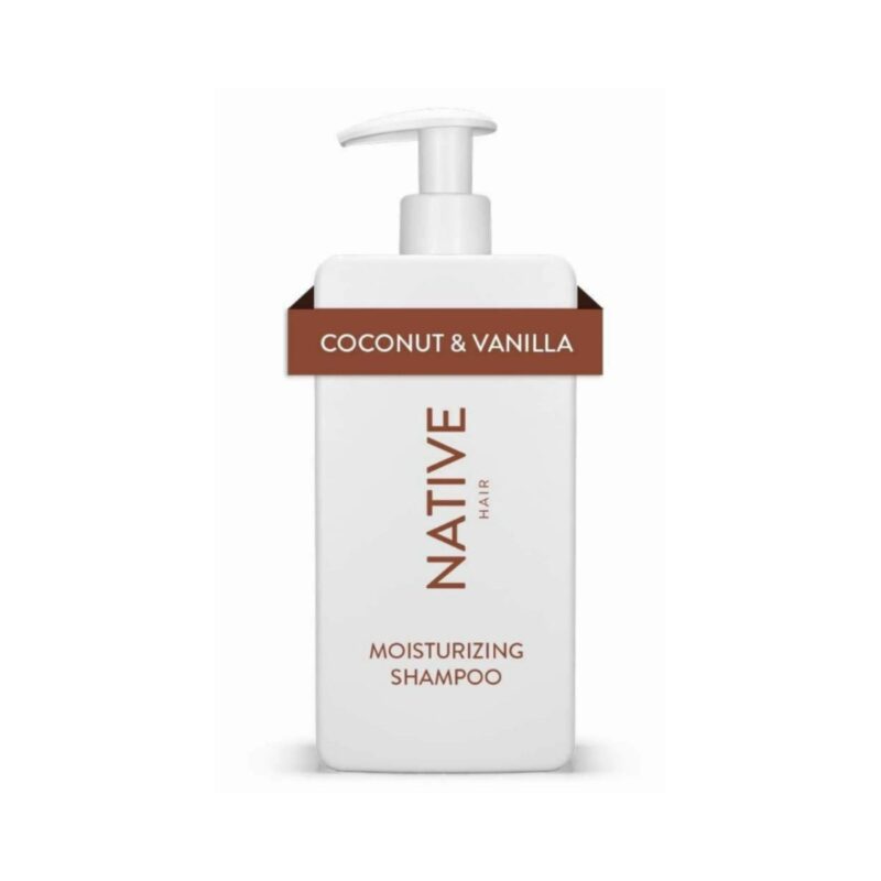 Native moisturizing shampoo in coconut vanilla scent bottle