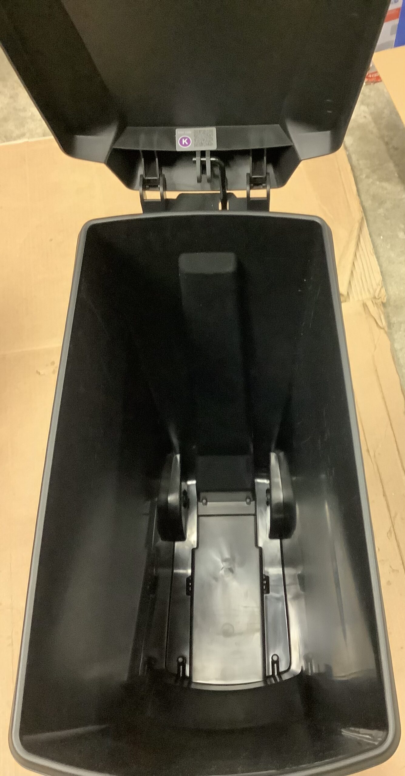 simplehuman slim kitchen step trash can in black with secure slide lock