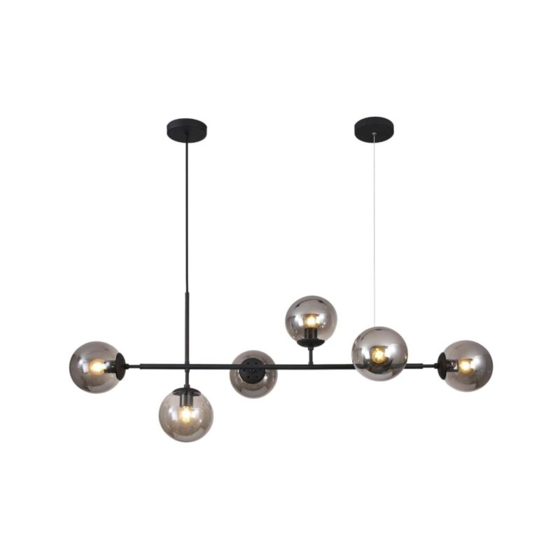 KCO Lighting mid century modern chandelier in black and smoke gray finish
