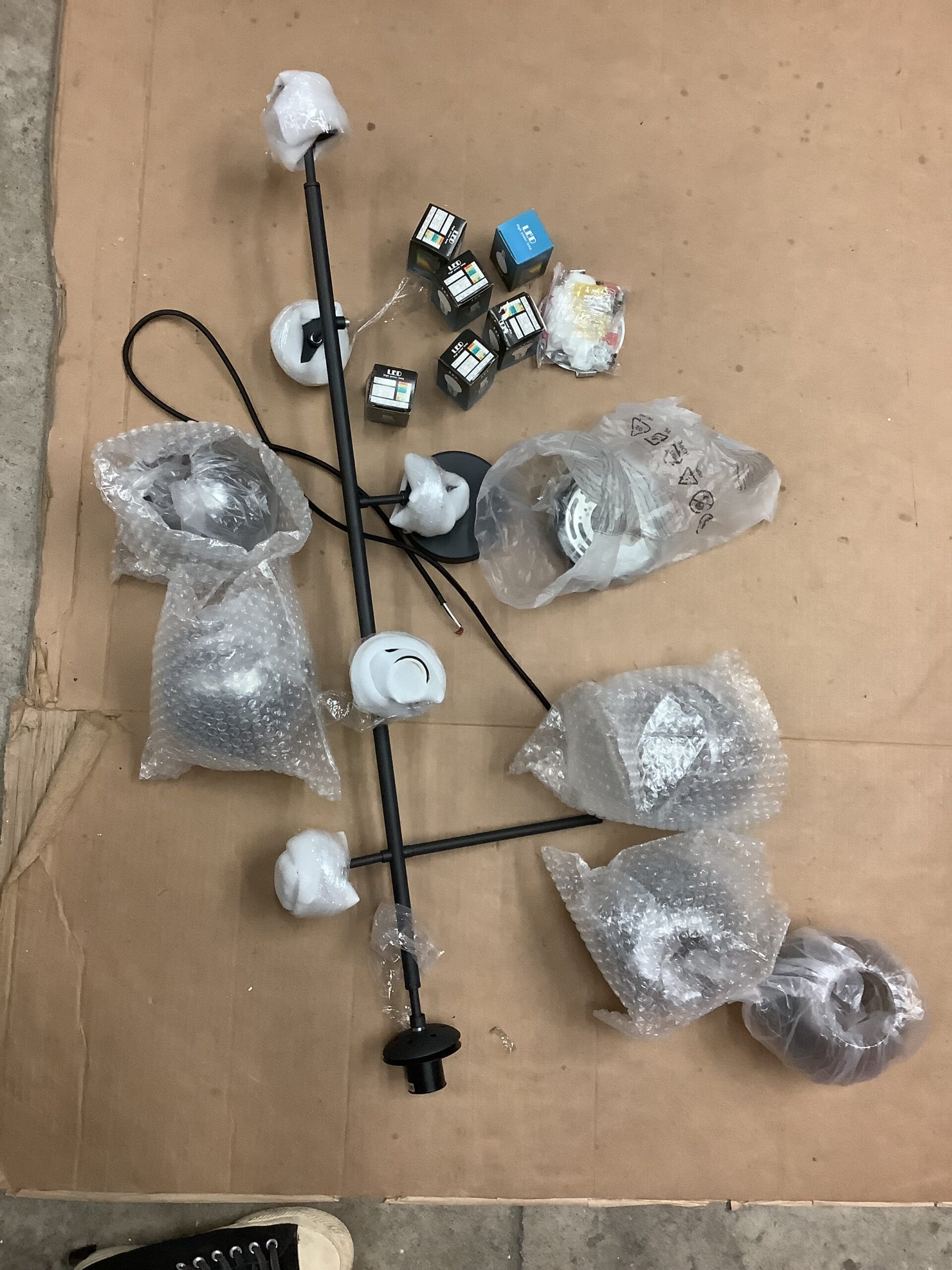 KCO Lighting mid century modern chandelier in black and smoke gray finish