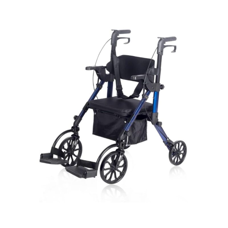 Elenker rollator walker transport chair for adults and seniors in black and grey
