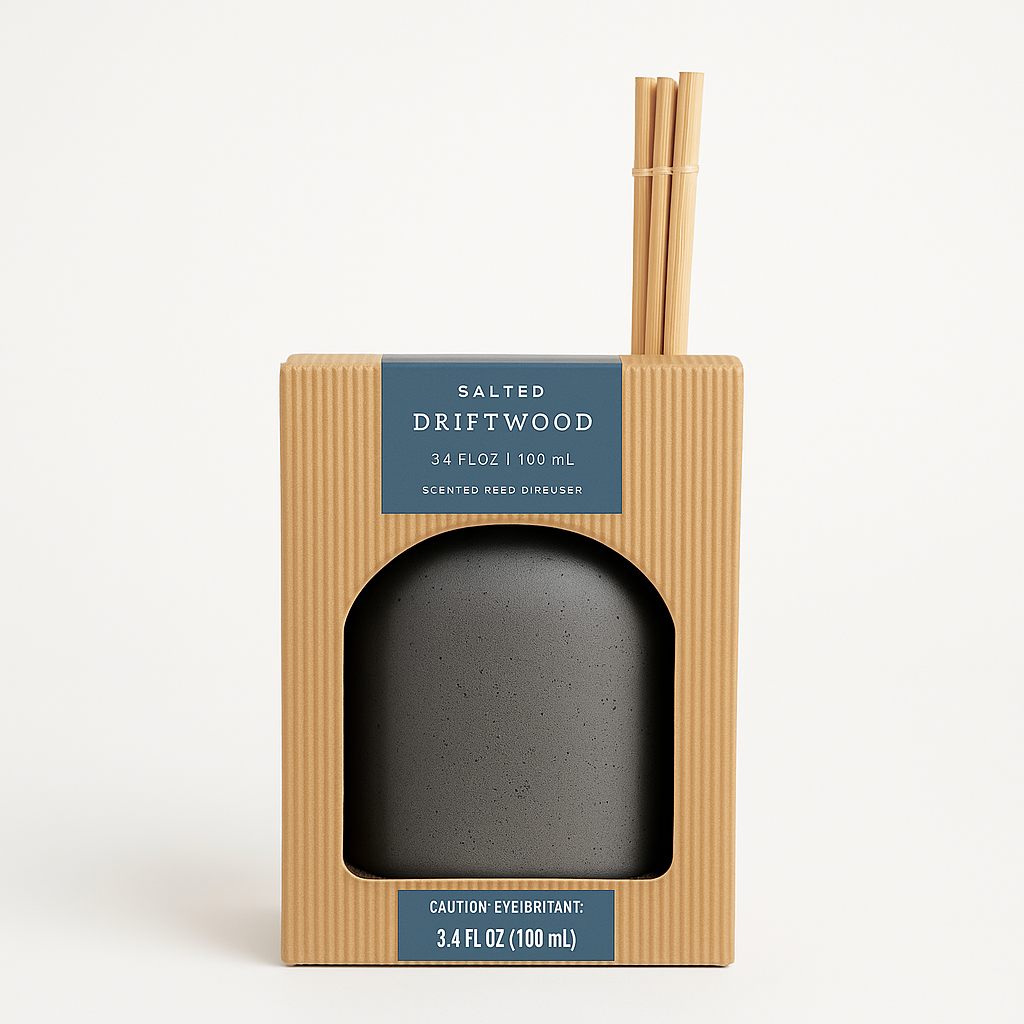 THRESHOLD reed diffuser in salted driftwood scent with ceramic vessel