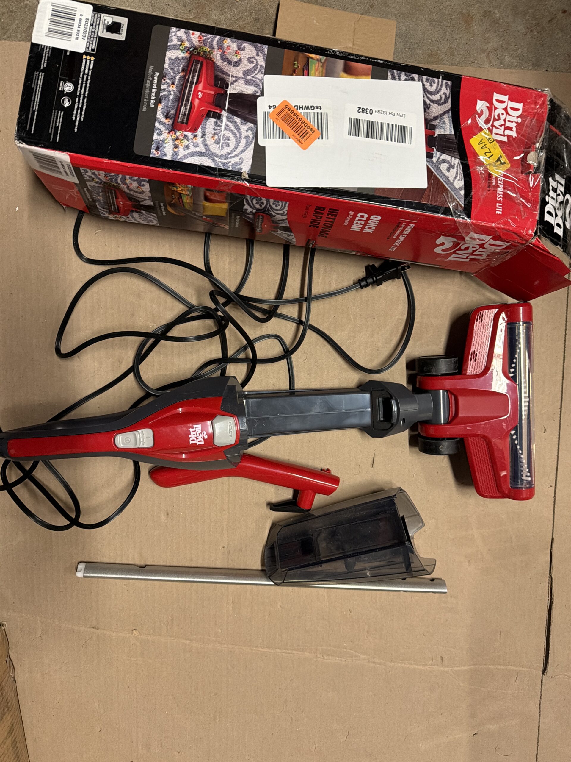 Hoover corded stick vacuum in red with 0.4 litres capacity