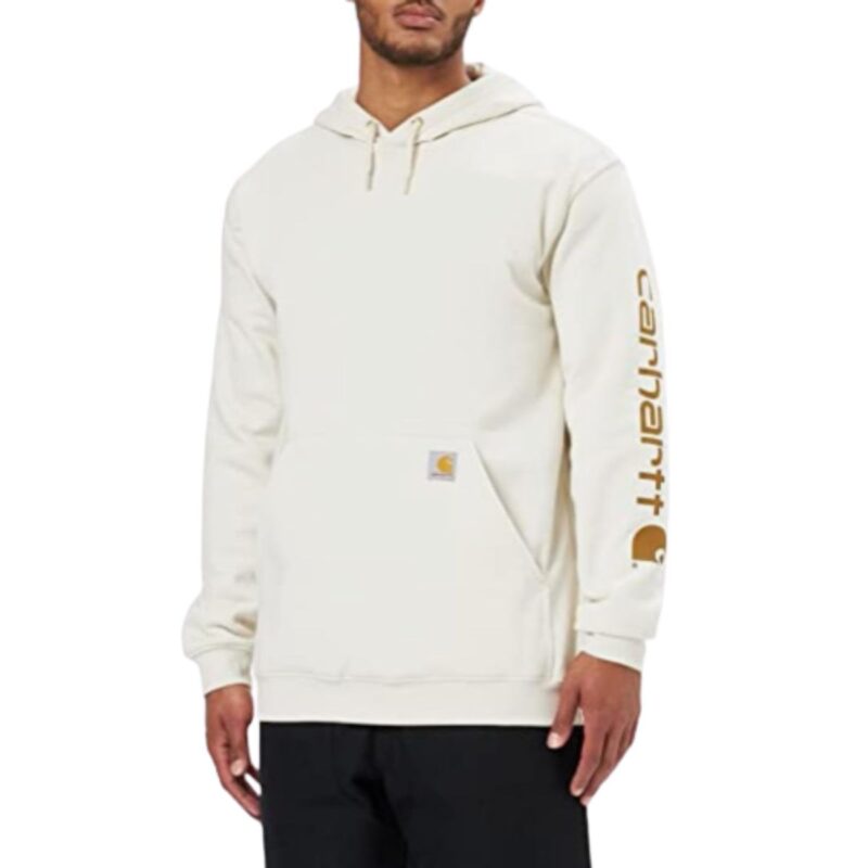 Carhartt mens loose fit midweight logo hooded sweatshirt in malt colour