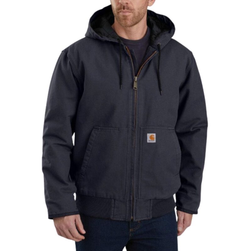 Carhartt Men's Loose Fit Washed Duck Insulated Jacket in navy, large size