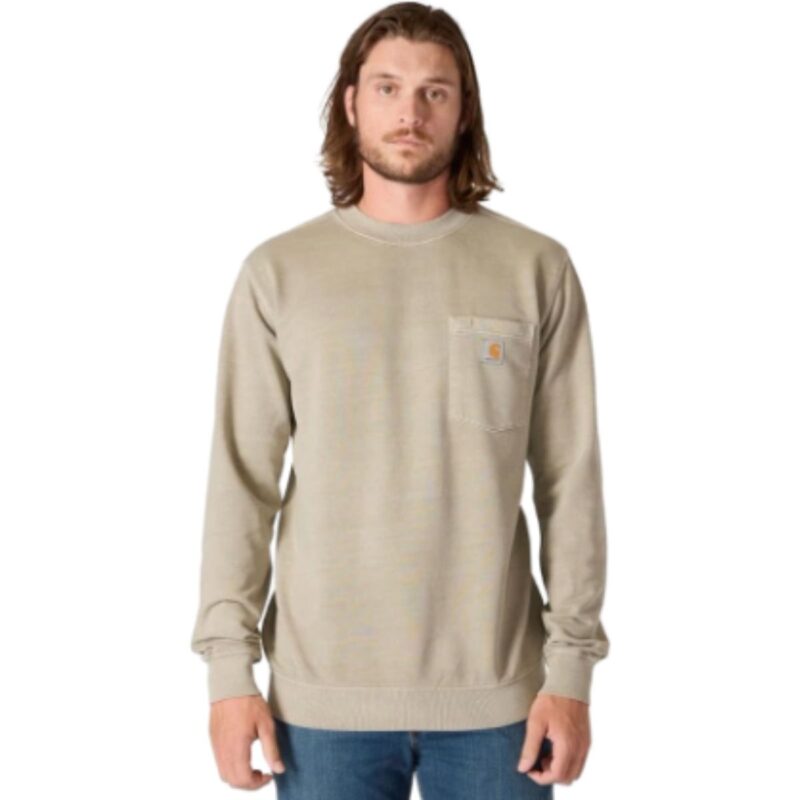 Carhartt Men's Relaxed Fit Midweight Garment Dye French Terry Crewneck Sweatshirt in greige