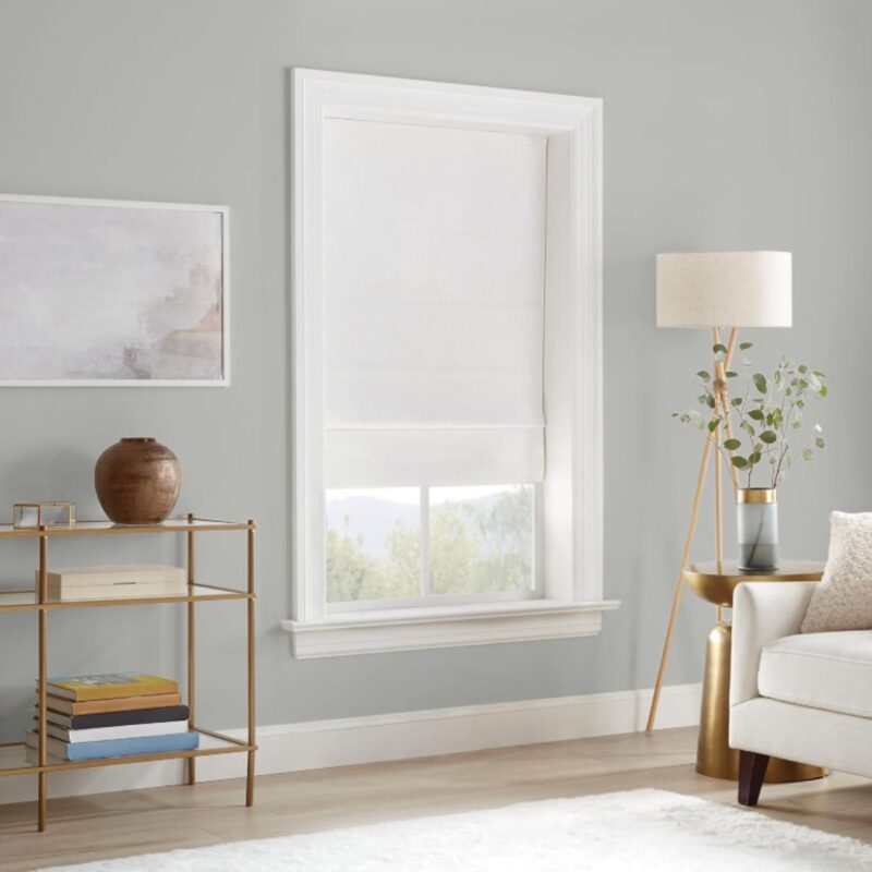 ECLIPSE Drew noise reducing blackout window roman shade in white