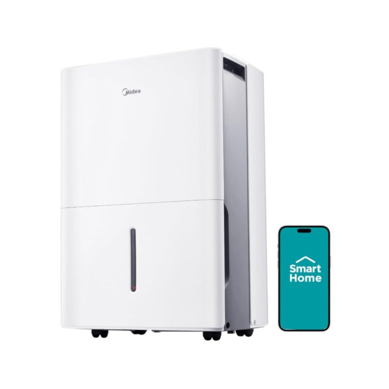 Midea 4500 Sq Ft WiFi enabled dehumidifier with reusable air filter in white