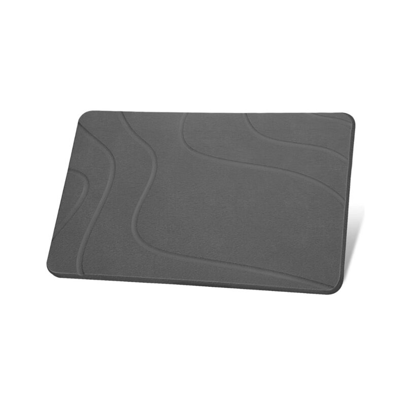 Ceecysaa stone bath mat in dark gray, non-slip and quick drying