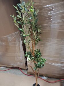 Artificial Olive Tree 5ft with natural wood trunk and lifelike fruits for indoor decor