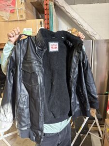 Levi's mens sherpa aviator bomber faux leather jacket in black