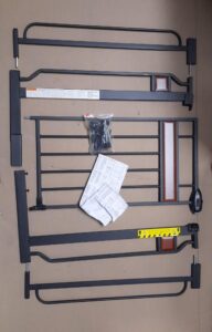 Regalo extra wide walk thru baby gate with décor hardwood and extension kits