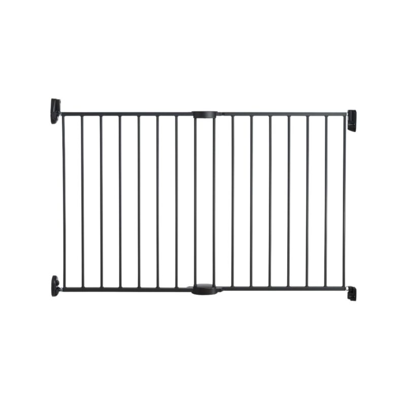 Munchkin push to close baby gate in dark grey for stairs and doors safety