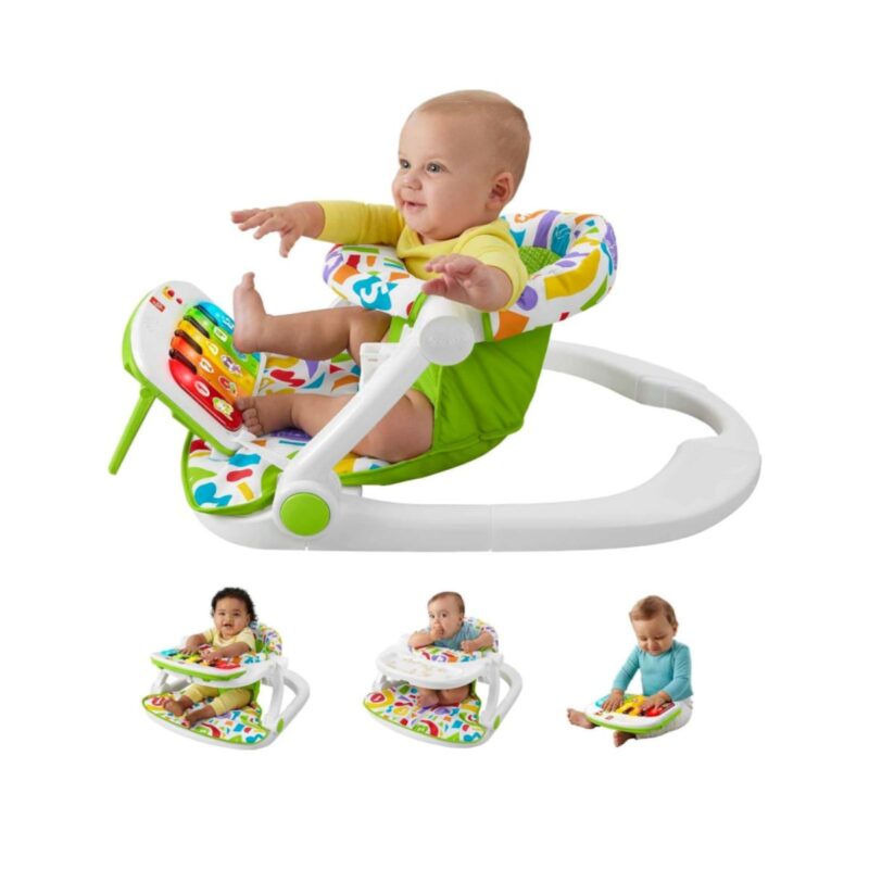 Fisher-Price portable baby chair with piano toy and snack tray