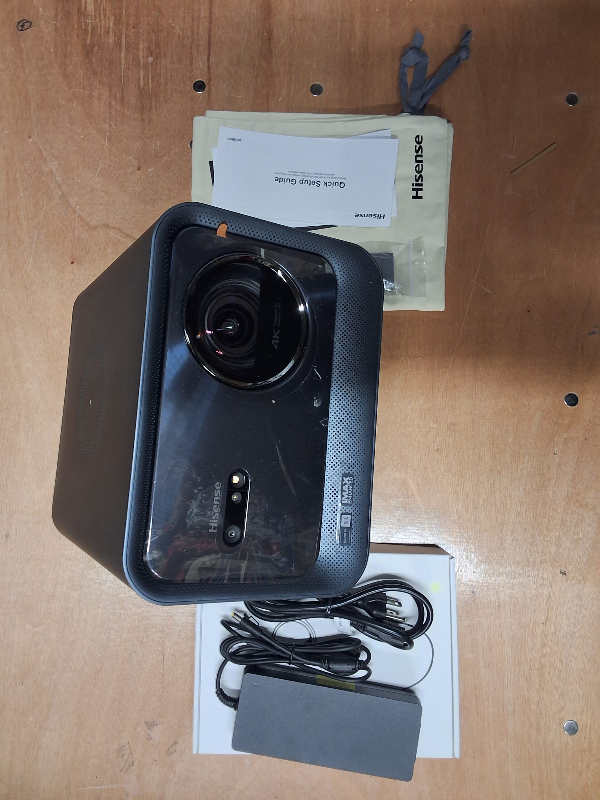 Hisense 4k uhd smart mini projector showing vibrant projection