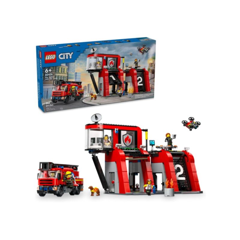 LEGO lego city fire station in colourful building set for kids’ pretend play