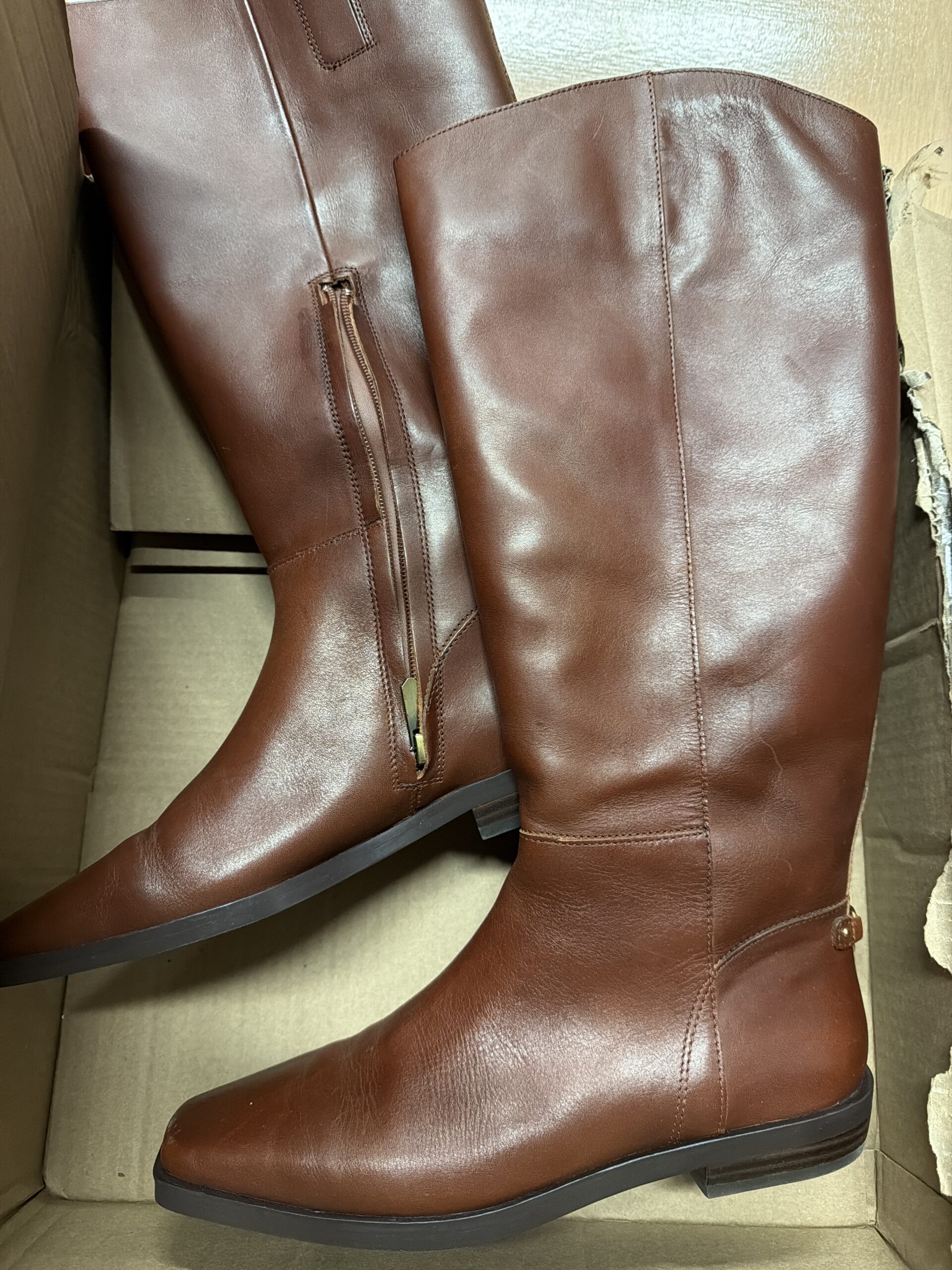 Sam Edelman equestrian boot in burnt brandy athletic calf leather