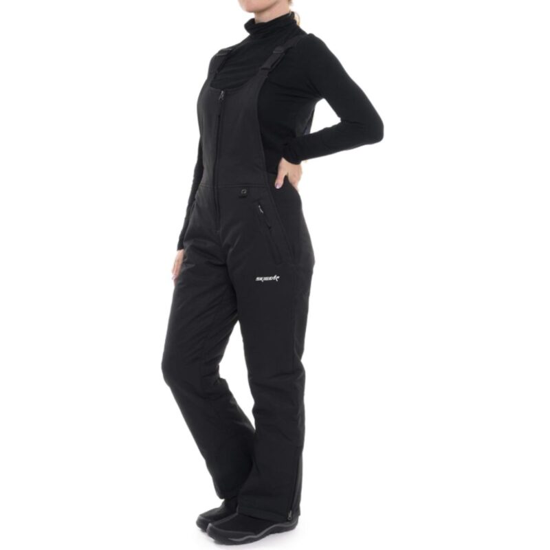 SkiGear insulated bib overalls in black with adjustable suspenders