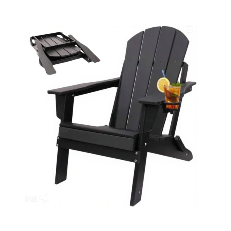 TEKXDD folding adirondack chairs in white HDPE plastic with cup holder and adjustable back