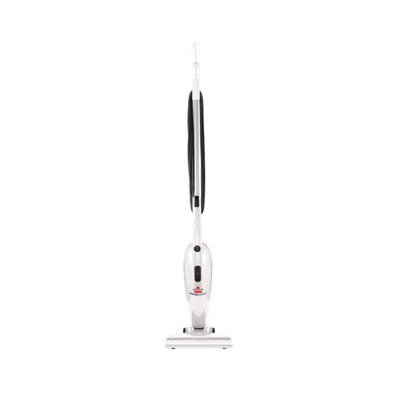 Bissell stick vacuum in featherweight white ultra-lightweight and compact design