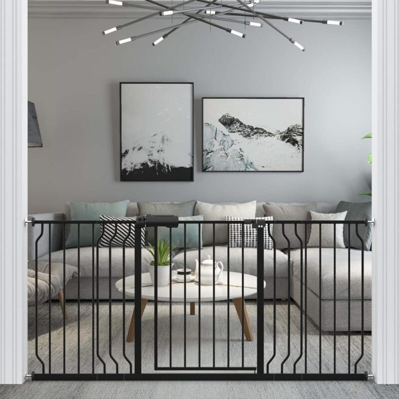 extra wide pressure mounted gate in black metal design