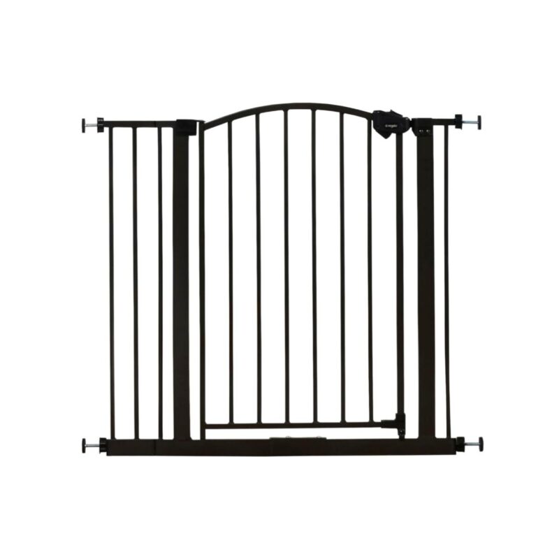 Regalo arched safety gate in bronze finish with easy step design