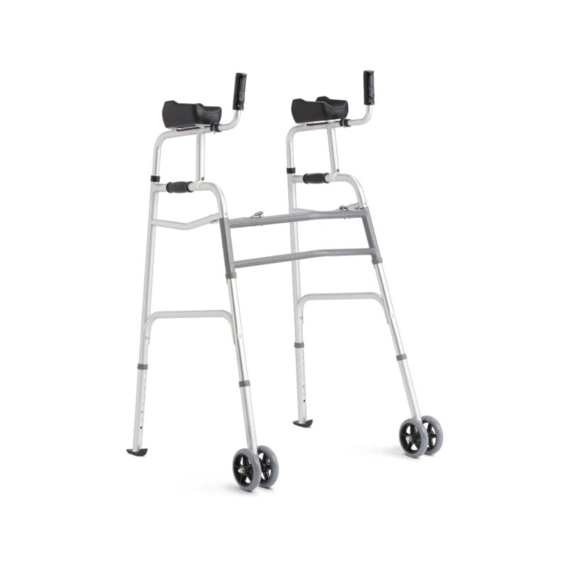 Medline upright folding walkers in silver for reliable mobility support