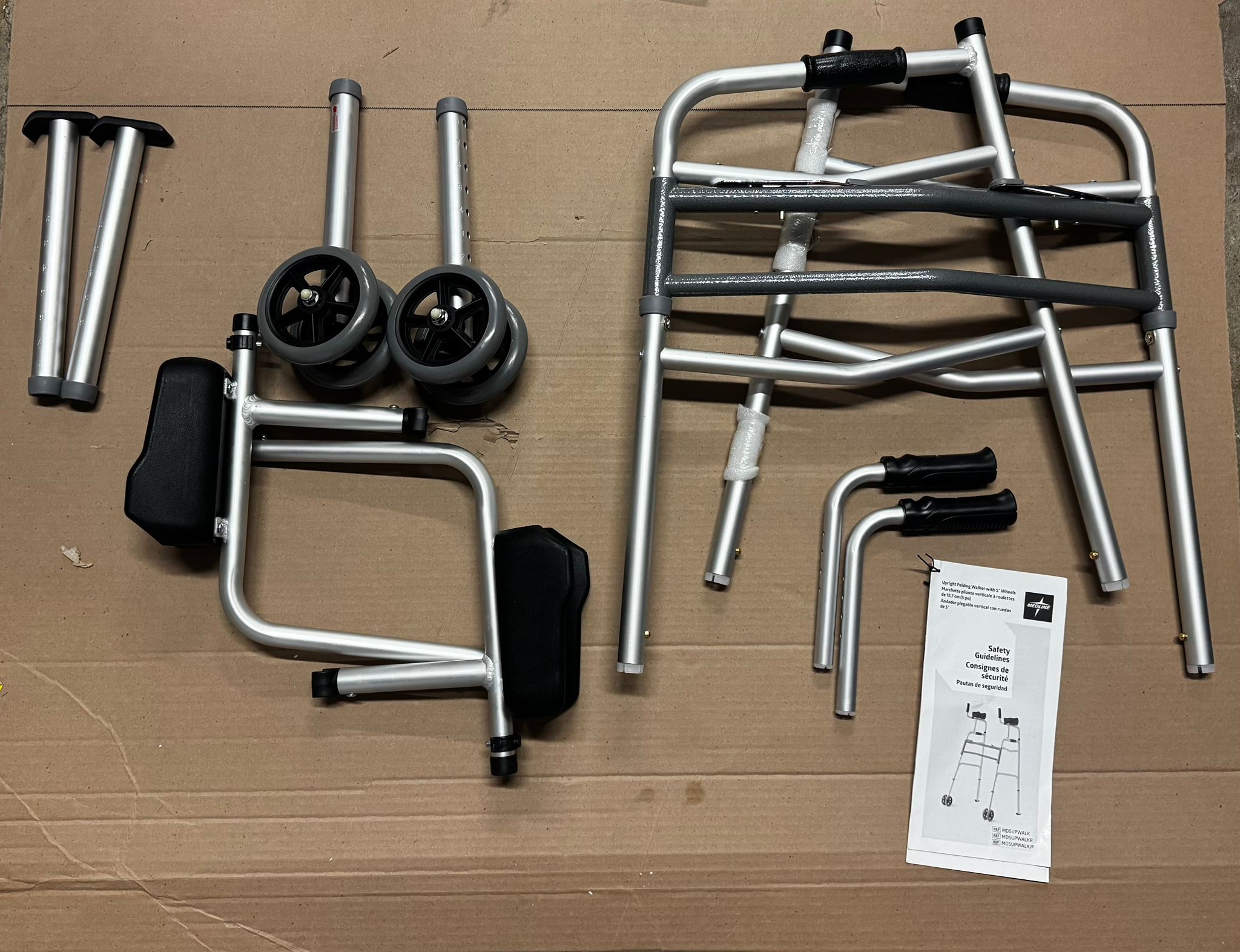 Medline upright folding walkers in silver for reliable mobility support