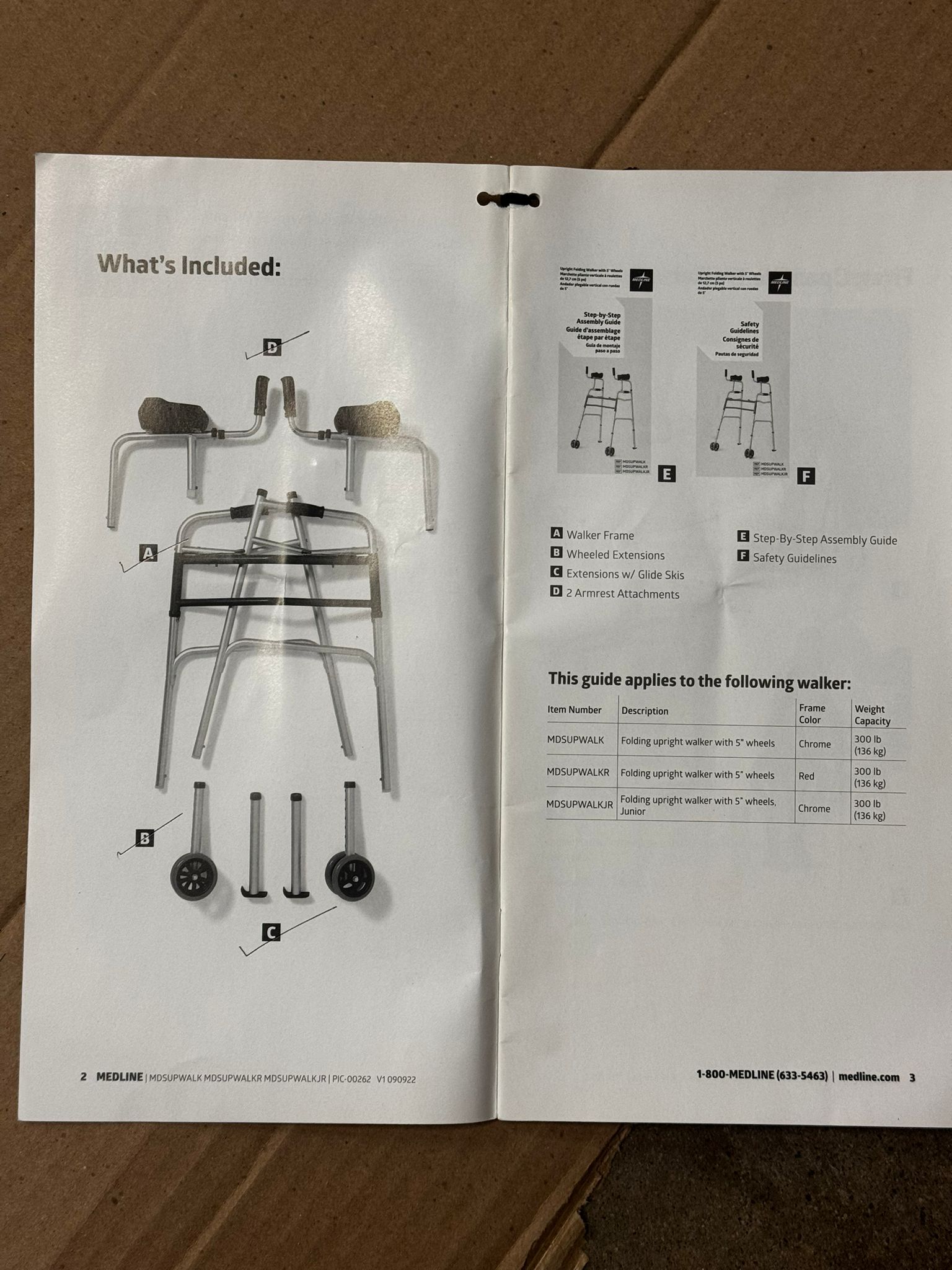 Medline upright folding walkers in silver for reliable mobility support