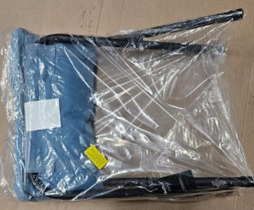 Generic foldable ottoman foot rest in blue for living room and bedroom use