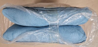 Generic foldable ottoman foot rest in blue for living room and bedroom use