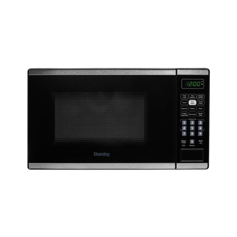 Danby countertop microwave in black on countertop