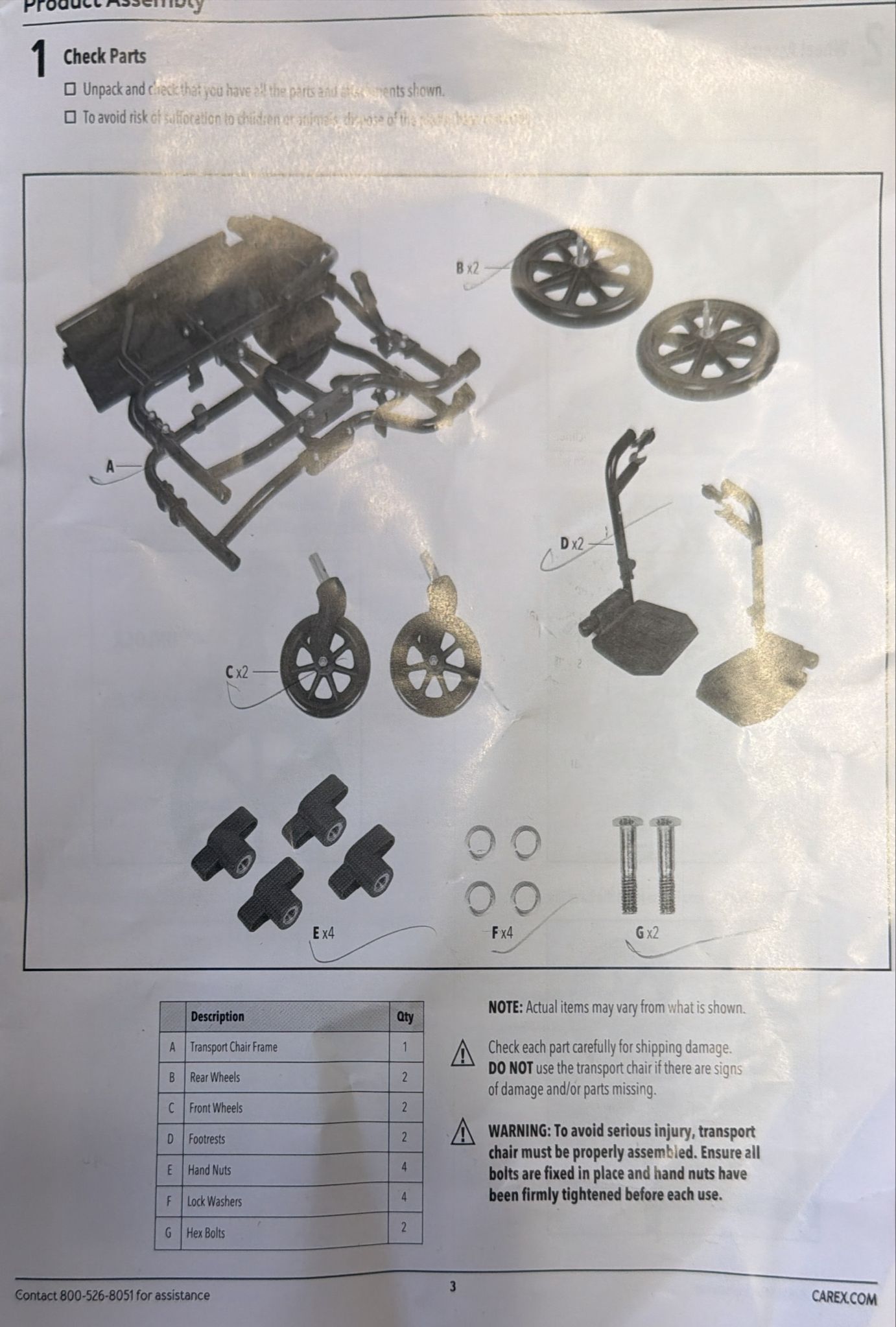 Carex transport wheelchair with padded armrests and swing-away footrest for comfortable mobility
