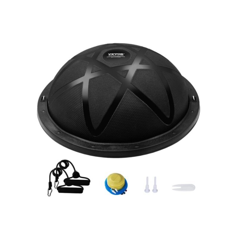 VEVOR half exercise ball trainer in black with resistance bands