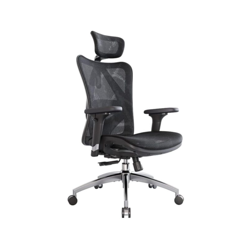 Sihoo ergonomic office chair in black with adjustable headrest and lumbar support