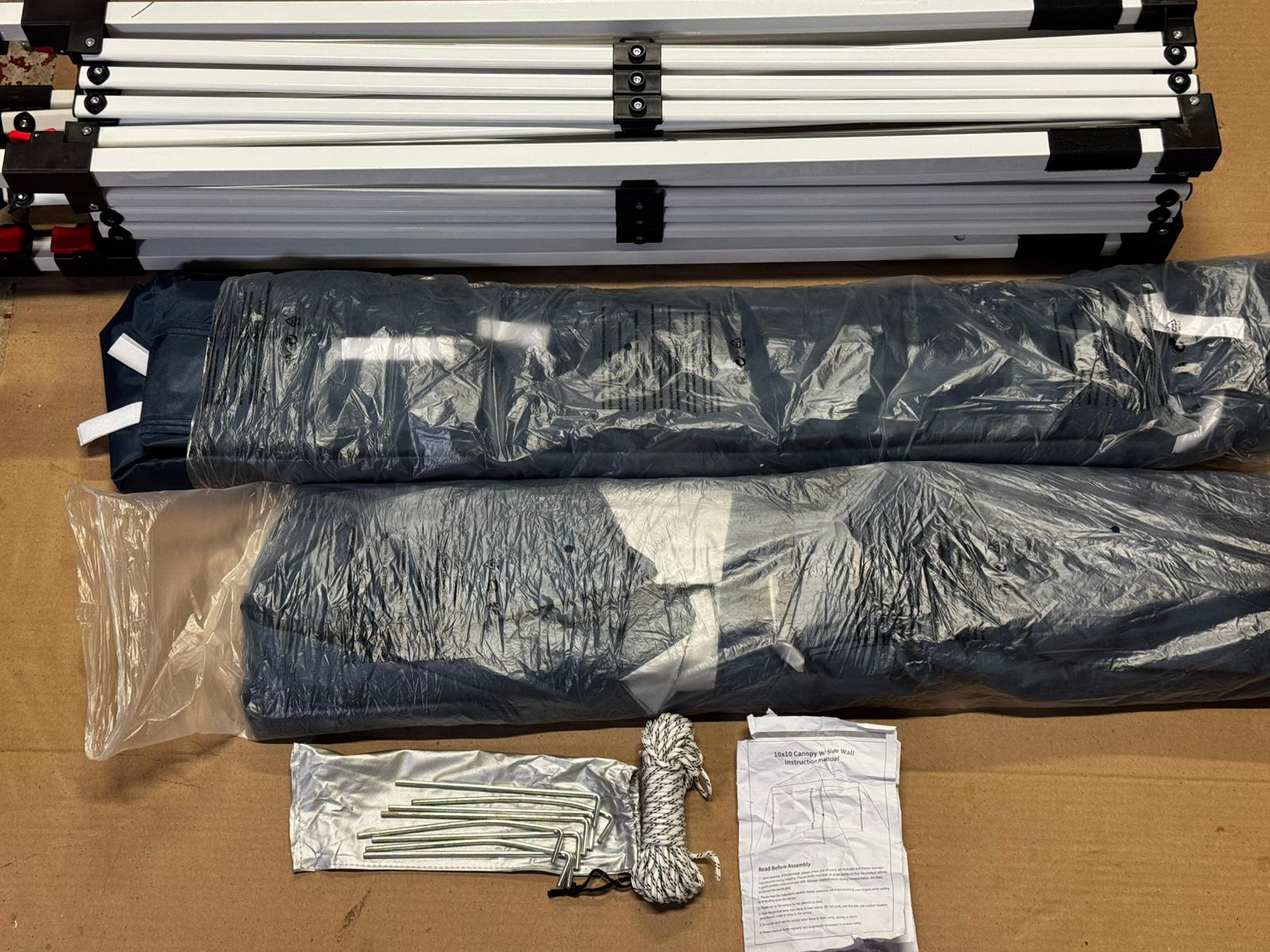 LANMOUNTAIN pop up canopy in blue with adjustable legs and sidewalls