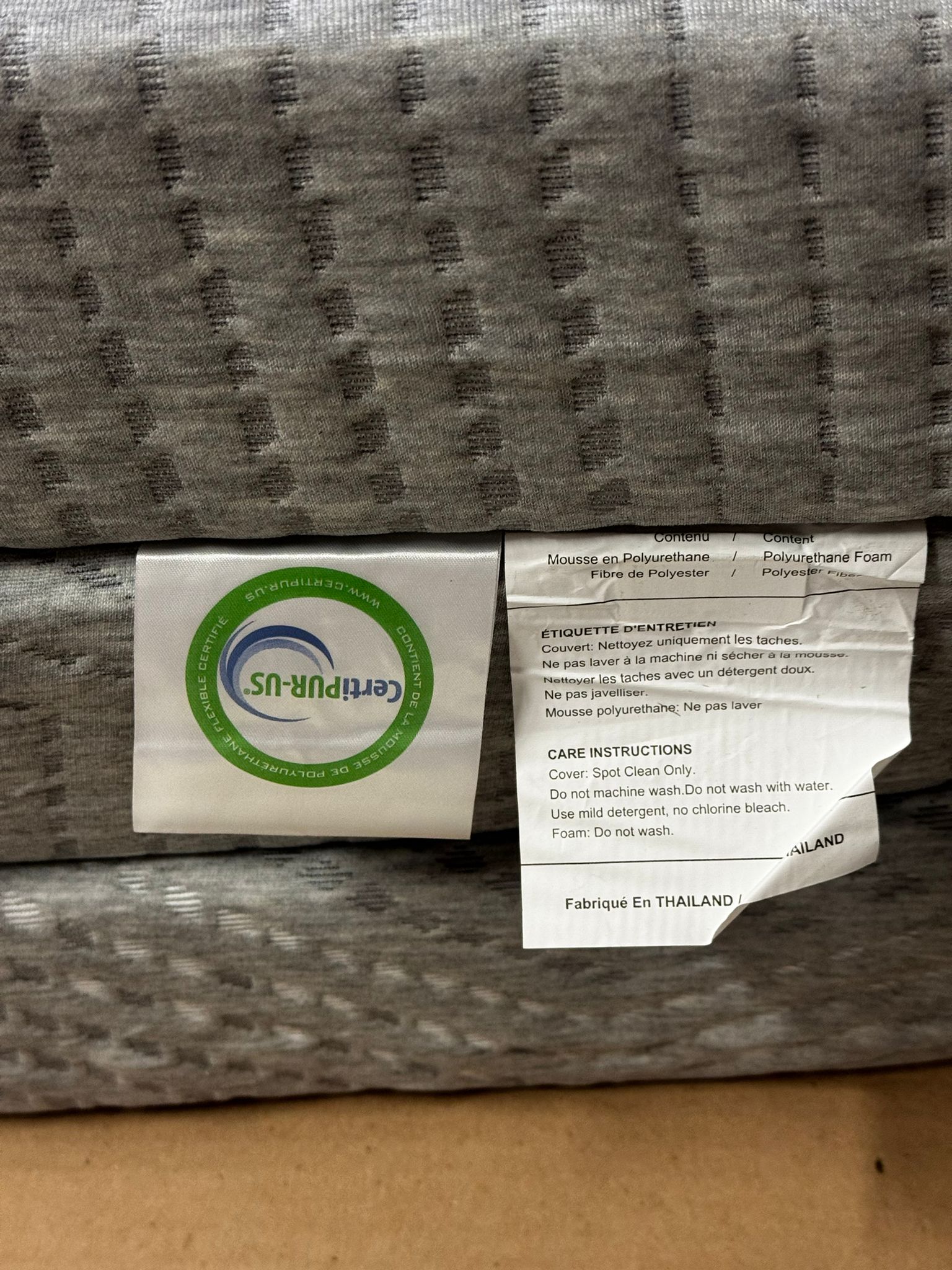 Tri-Fold tri fold memory foam mattress in grey with washable cover