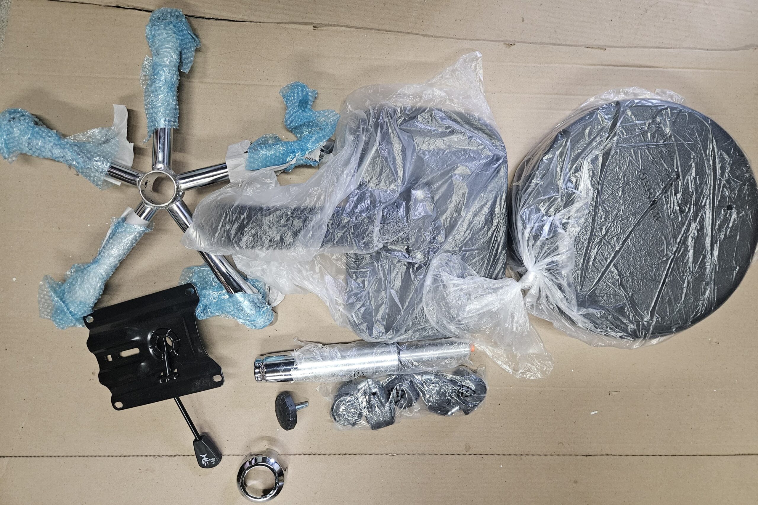 Angel hydraulic adjustable rolling stool in black with backrest