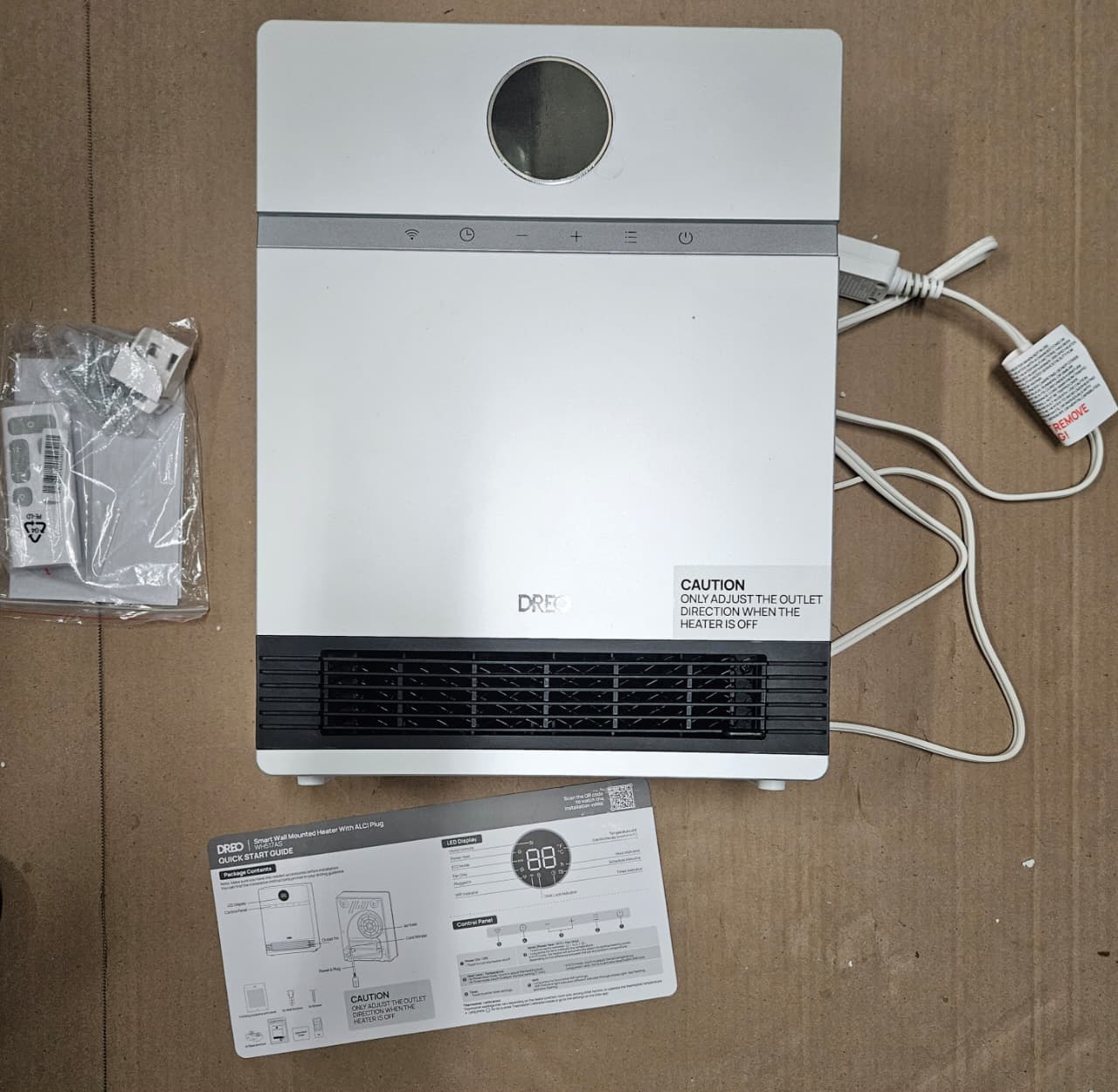 Dreo smart wall heater in white with remote control and adjustable thermostat