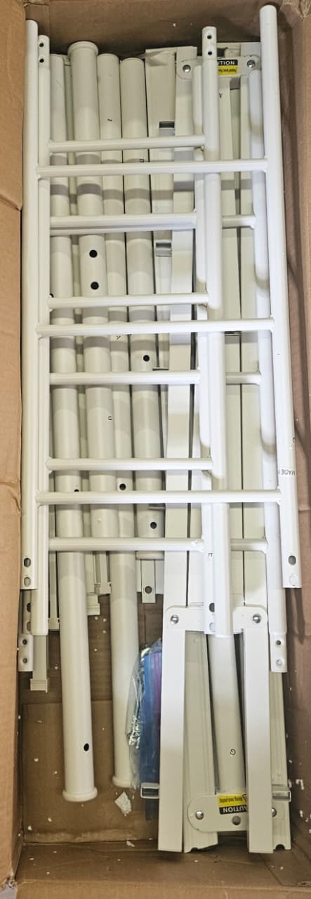 WJORATA metal platform bed frame in white with headboard and steel slats