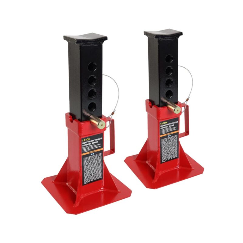 BIG RED heavy duty car jack stand in red with pin type design