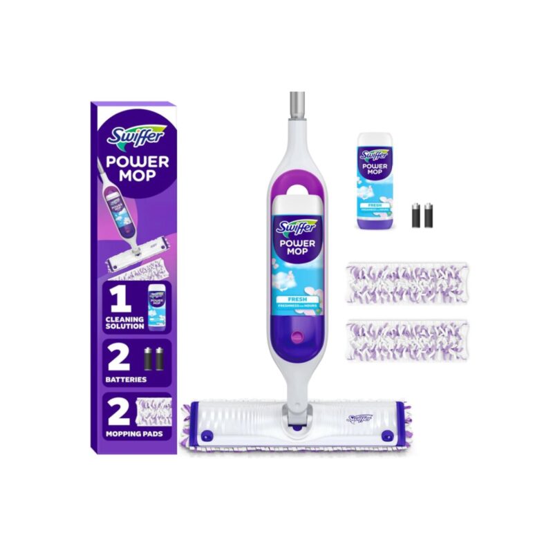 Swiffer multi surface mop kit in fresh scent with cleaning solution and pad refills