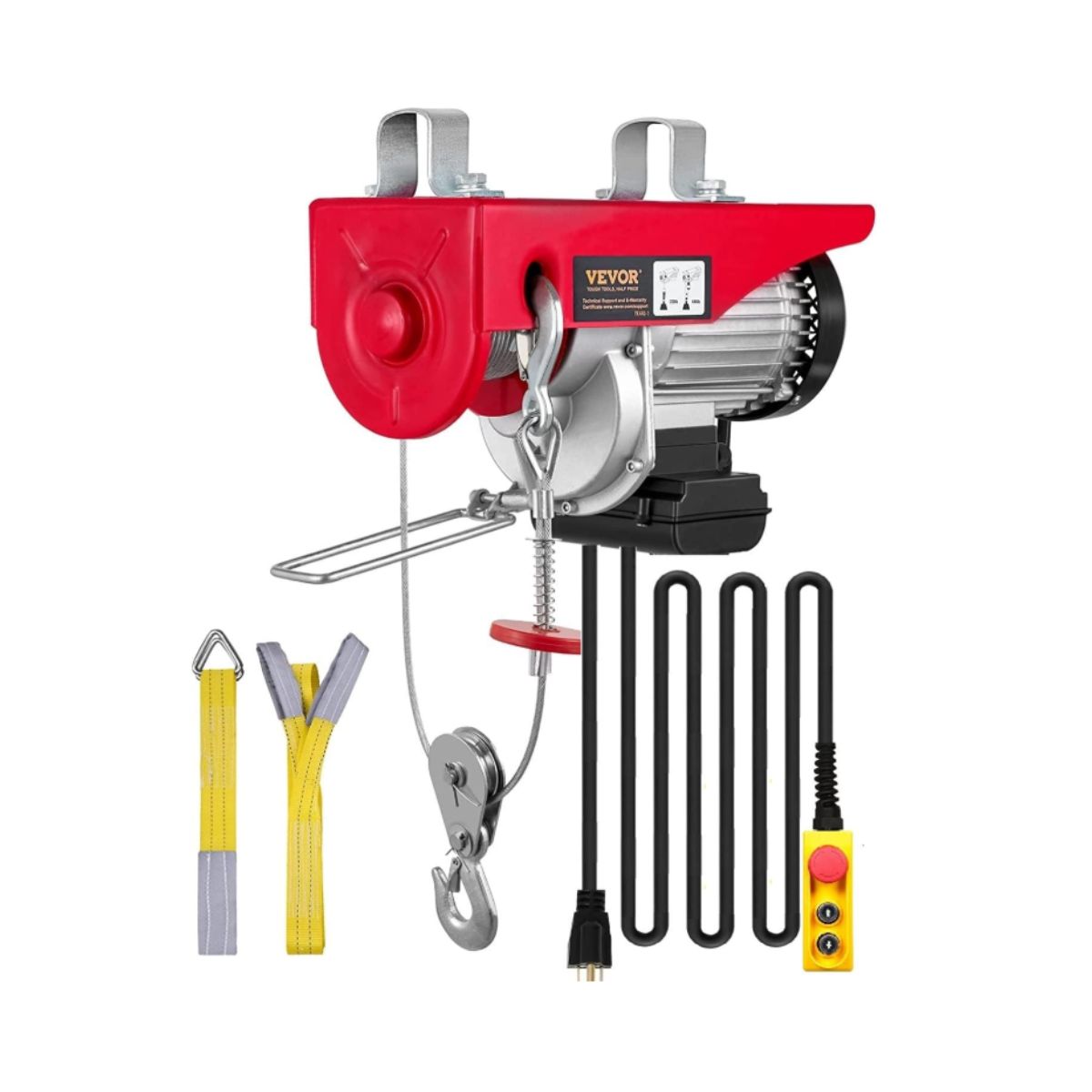 Electric Hoist - VEVOR 440lbs with Wired Remote VEVOR electric hoist with 14ft wired remote control and 40ft cable in industrial setting