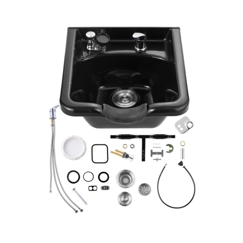 Happybuy shampoo bowl sink in black ABS plastic for salon and spa use