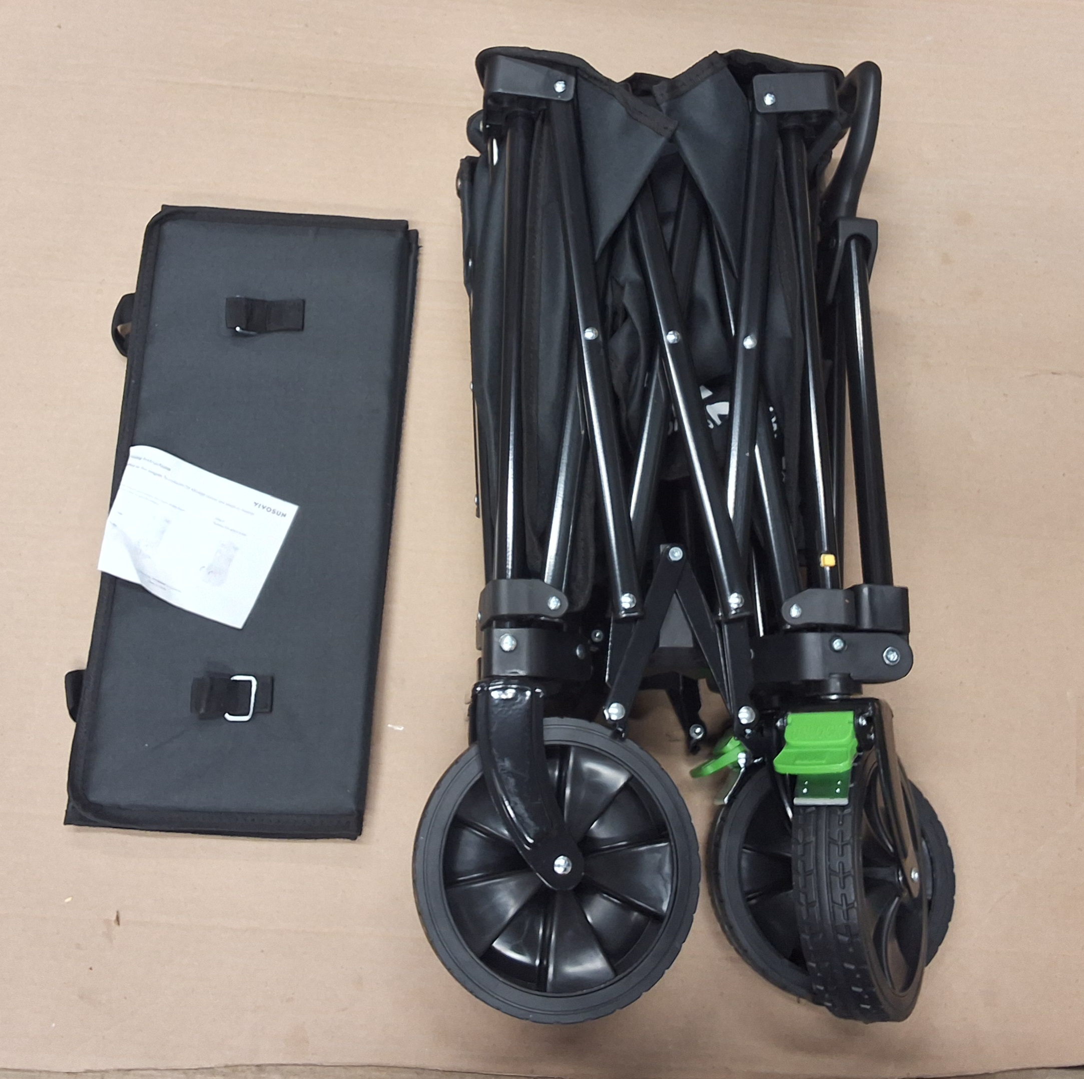 VIVOSUN collapsible folding wagon in black with adjustable handle and universal wheels