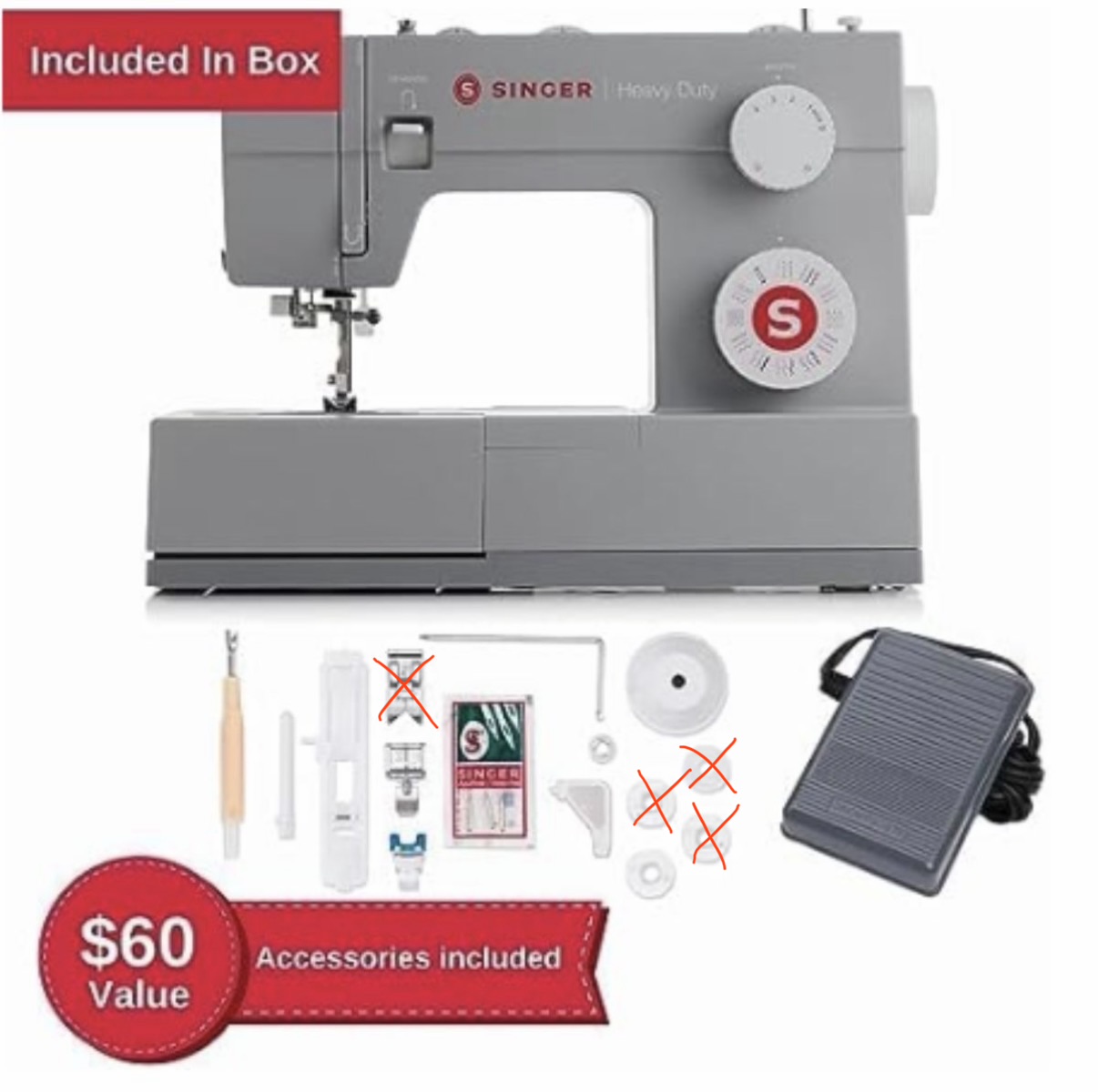 SINGER heavy duty sewing machine in sleek metal finish with accessory kit