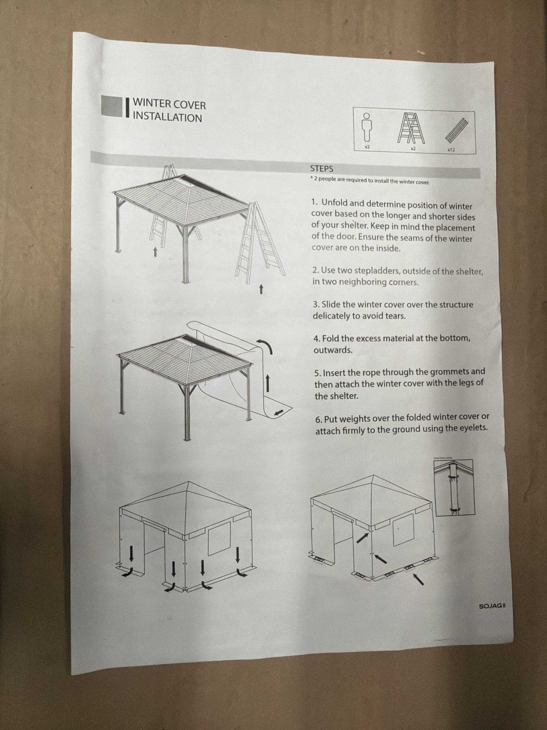 Sojag winter cover for gazebos in grey with waterproof and vented panels