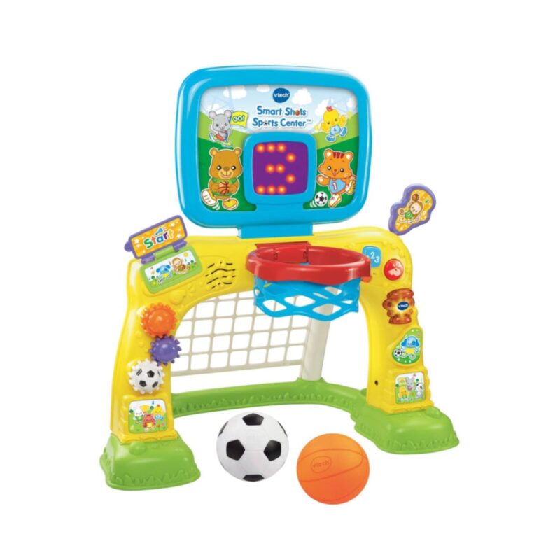 VTech smart shots sports center toy with interactive basketball hoop and soccer goal